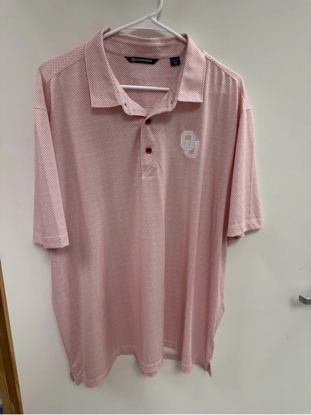 OU Cutter & Buck Men’s Pink Polo 2XL Short Sleeved Shirt